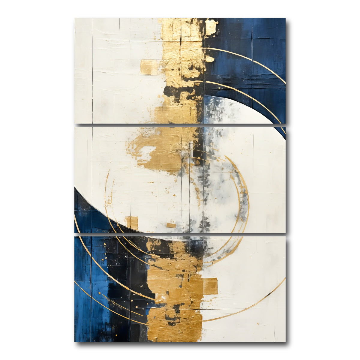 AUTO-MOCKUP WHITE | ABSTRACT ART Blazing Sun | 3 Piece | Gallery Wrap Canvas | group=12x24_stacked