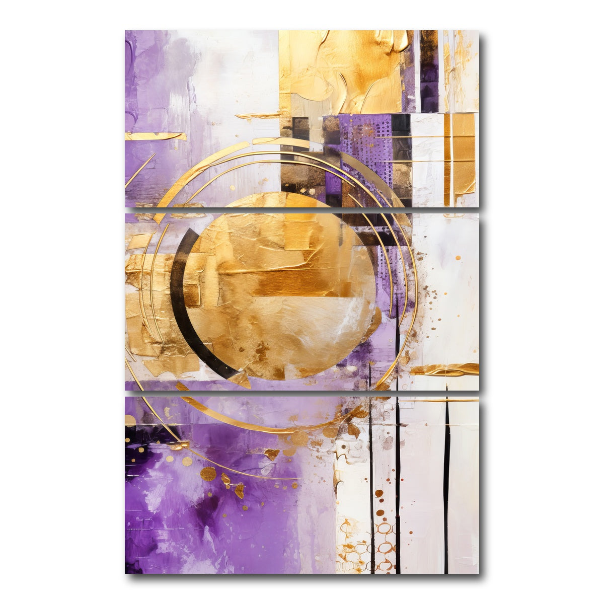 AUTO-MOCKUP WHITE | ABSTRACT ART Happiness | 3 Piece | Gallery Wrap Canvas | group=12x24_stacked