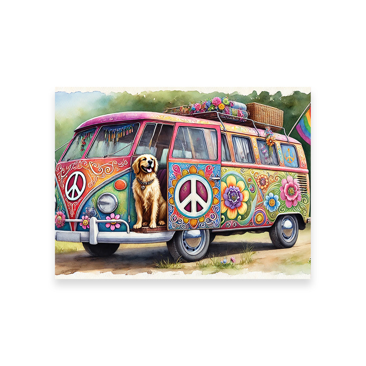 A Hippie Van with a Dog Wall Art