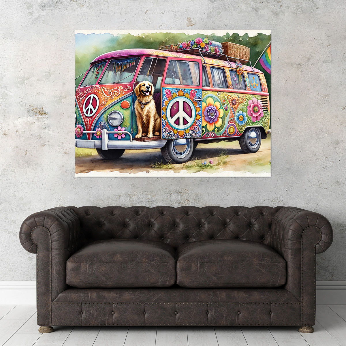 A Hippie Van with a Dog Wall Art