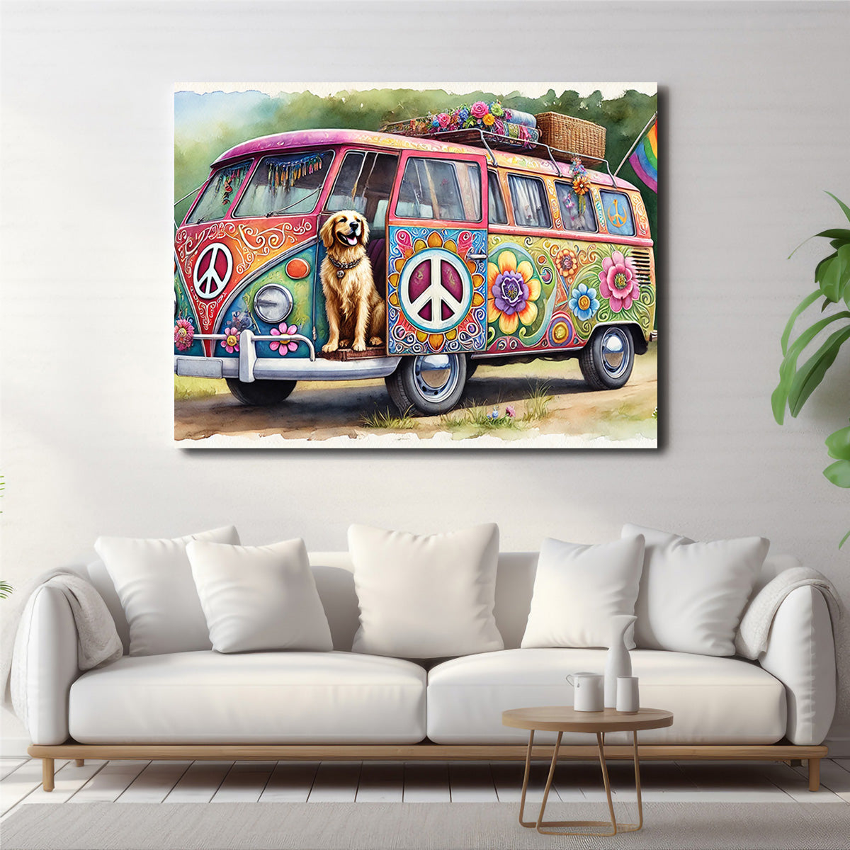 A Hippie Van with a Dog Wall Art