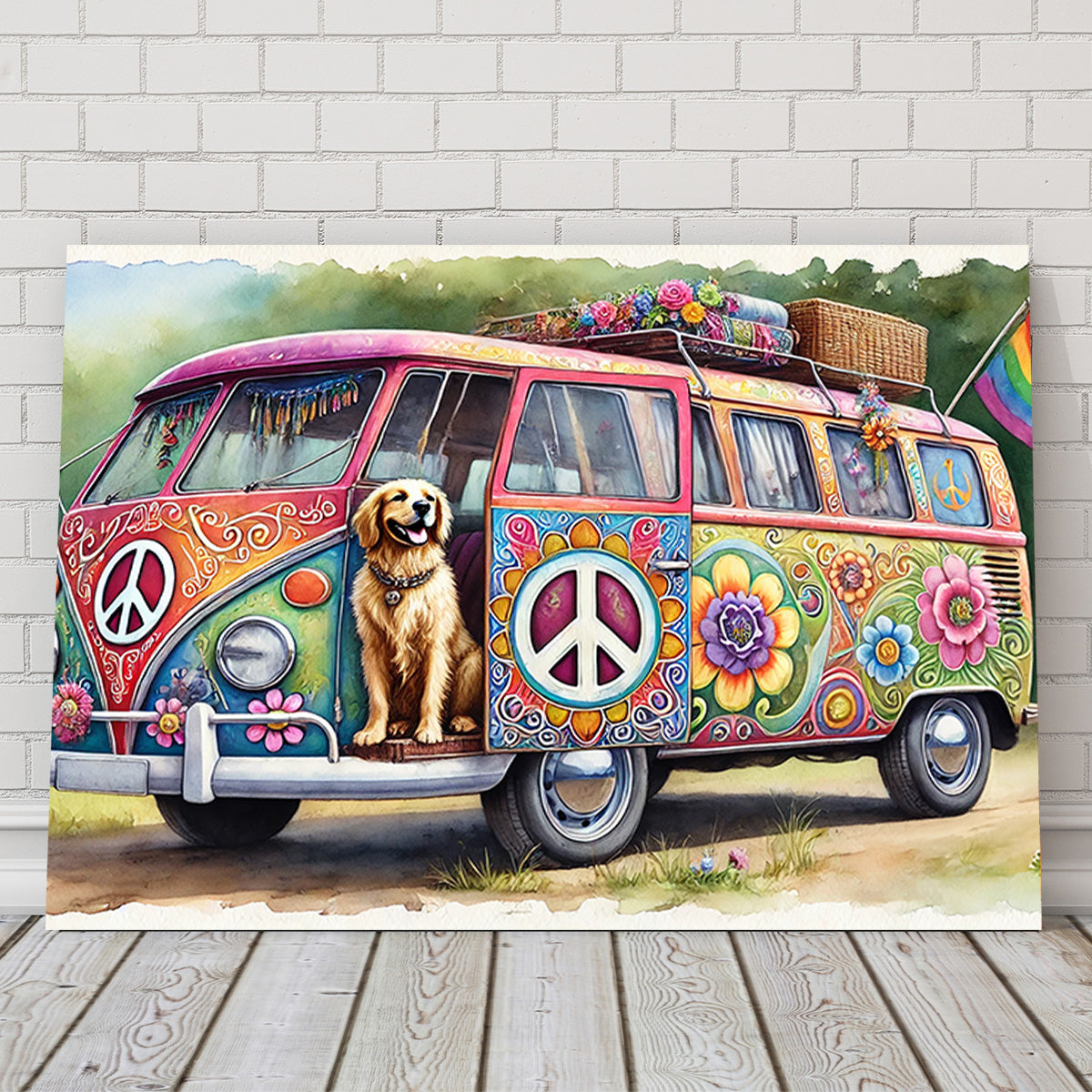 A Hippie Van with a Dog Wall Art