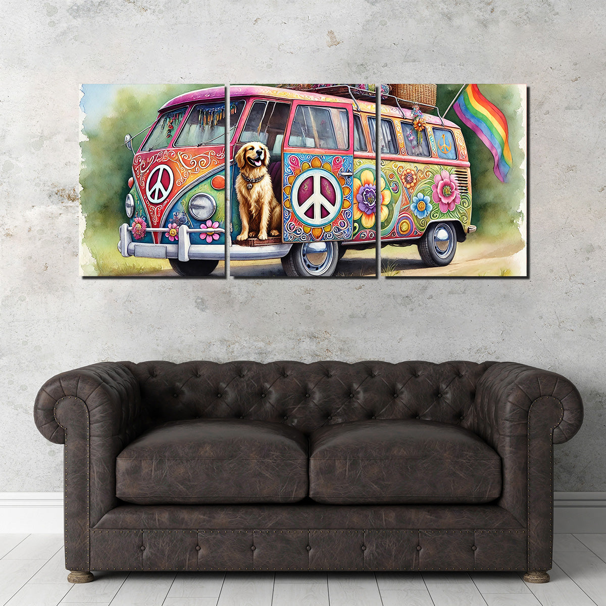 A Hippie Van with a Dog Wall Art