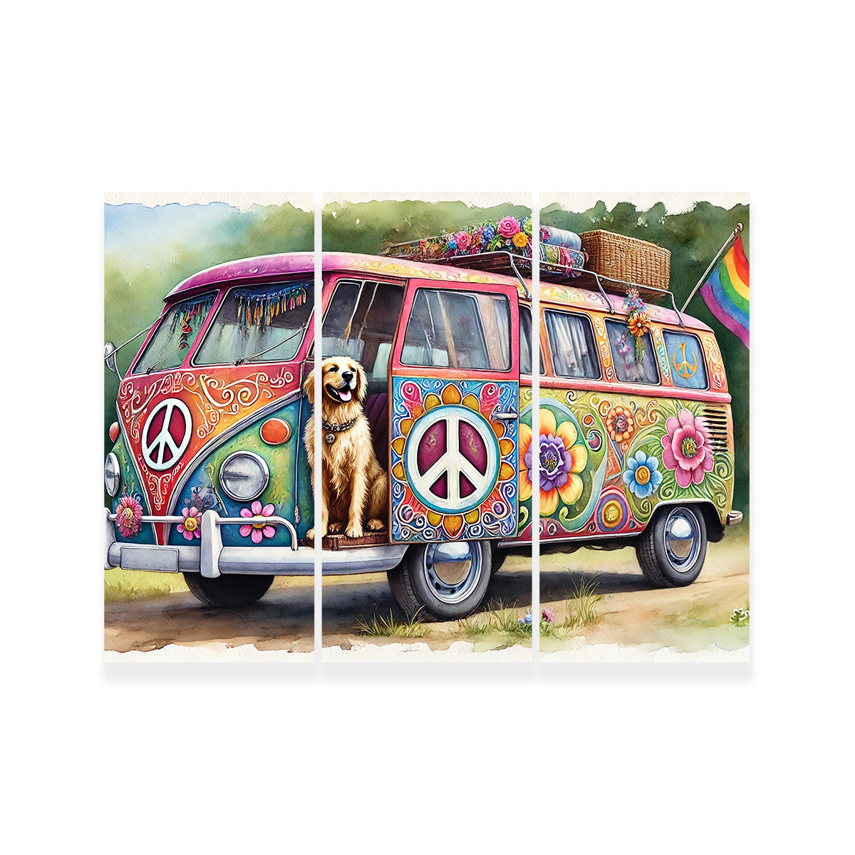 A Hippie Van with a Dog Wall Art
