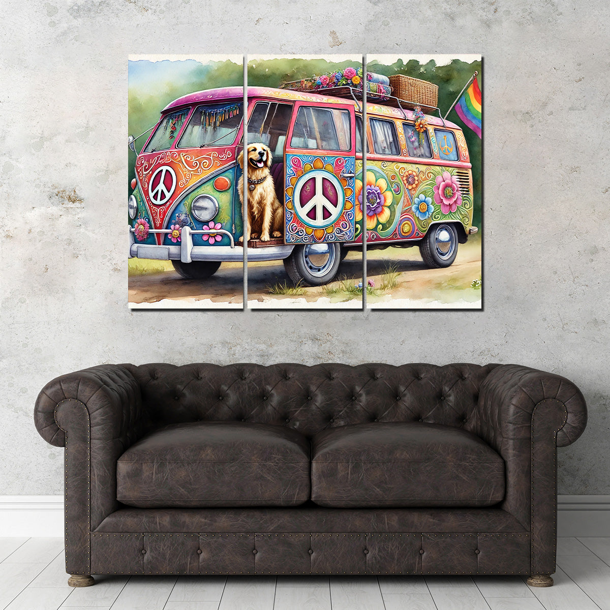 A Hippie Van with a Dog Wall Art
