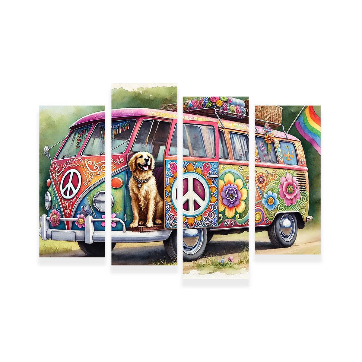 A Hippie Van with a Dog Wall Art