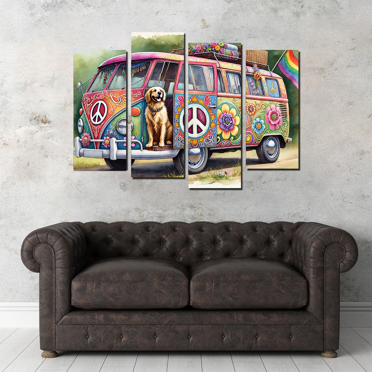 A Hippie Van with a Dog Wall Art