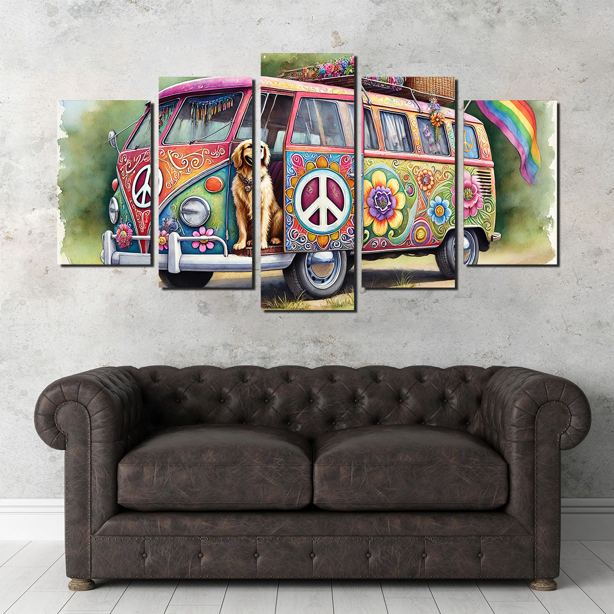 A Hippie Van with a Dog Wall Art