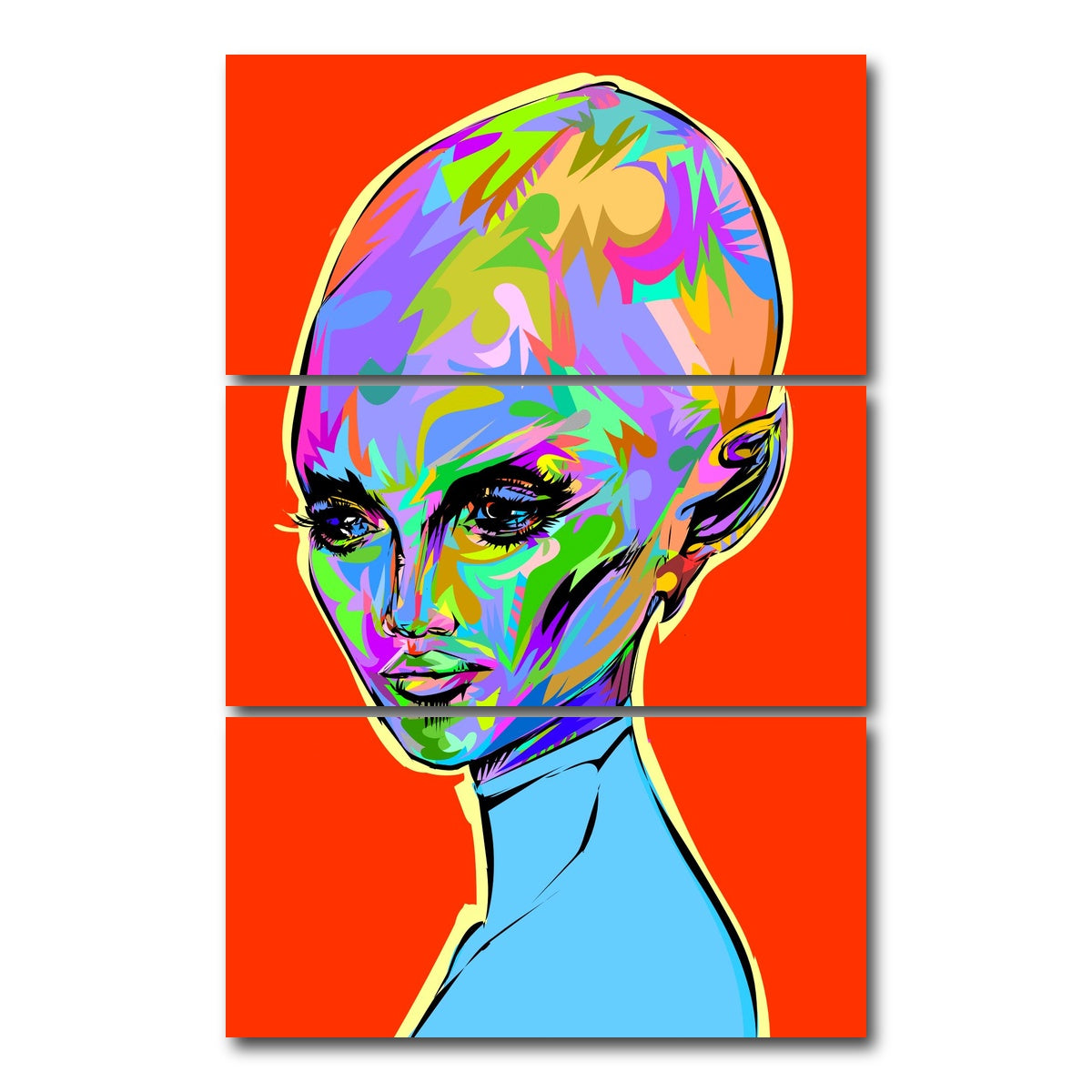 AUTO-MOCKUP WHITE | ALIEN WOMAN 2 | 3 Piece | Gallery Wrap Canvas | group=12x24_stacked