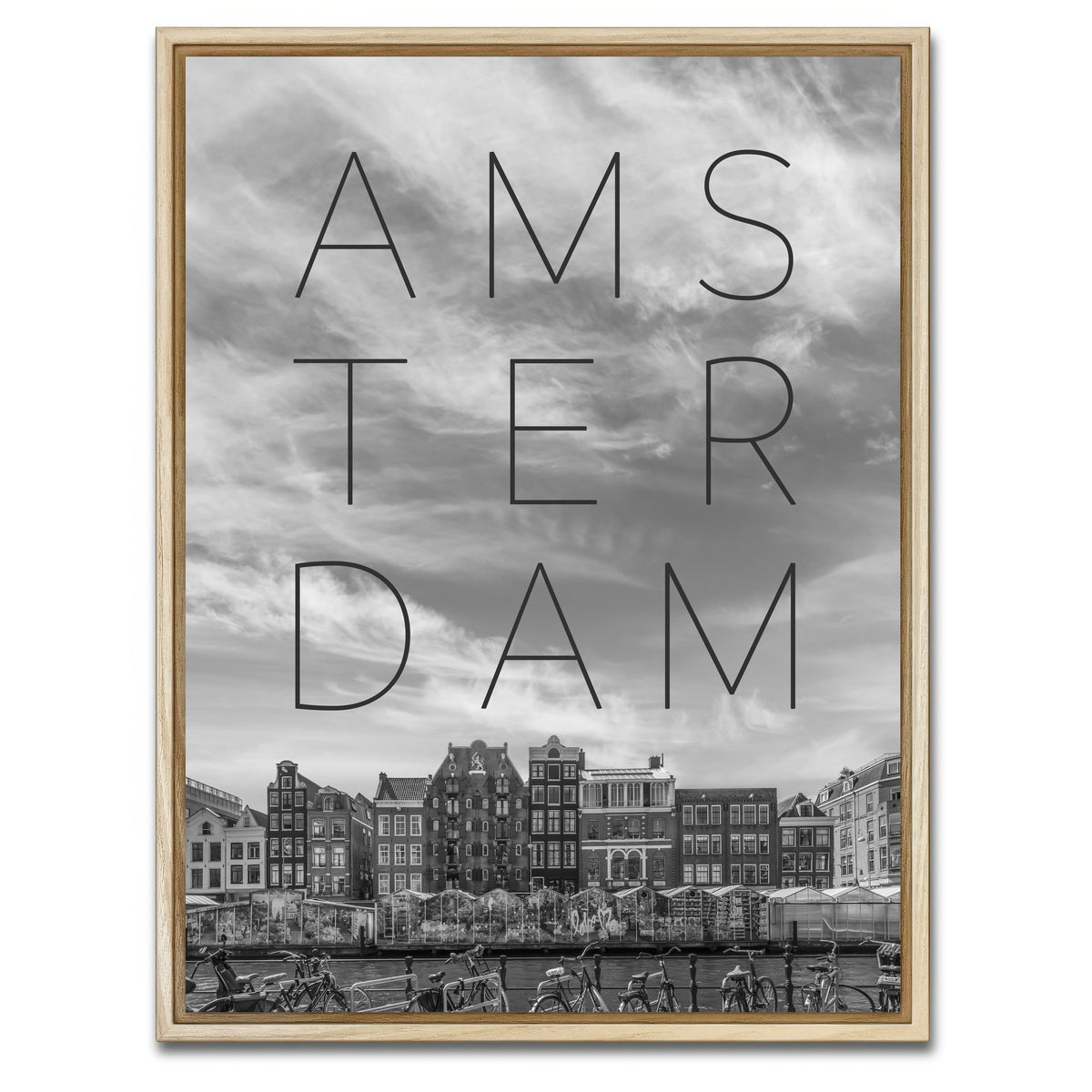 AUTO-MOCKUP WHITE | AMSTERDAM Singel Canal with Flower Market | 1 Piece | Natural Framed Canvas | group=3x4