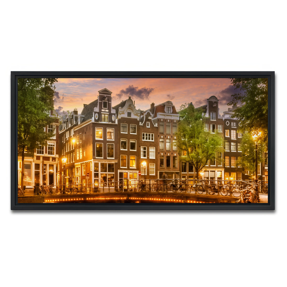 AUTO-MOCKUP WHITE | AMSTERDAM impression from Singel | 1 Piece | Black Framed Canvas | group=2x1
