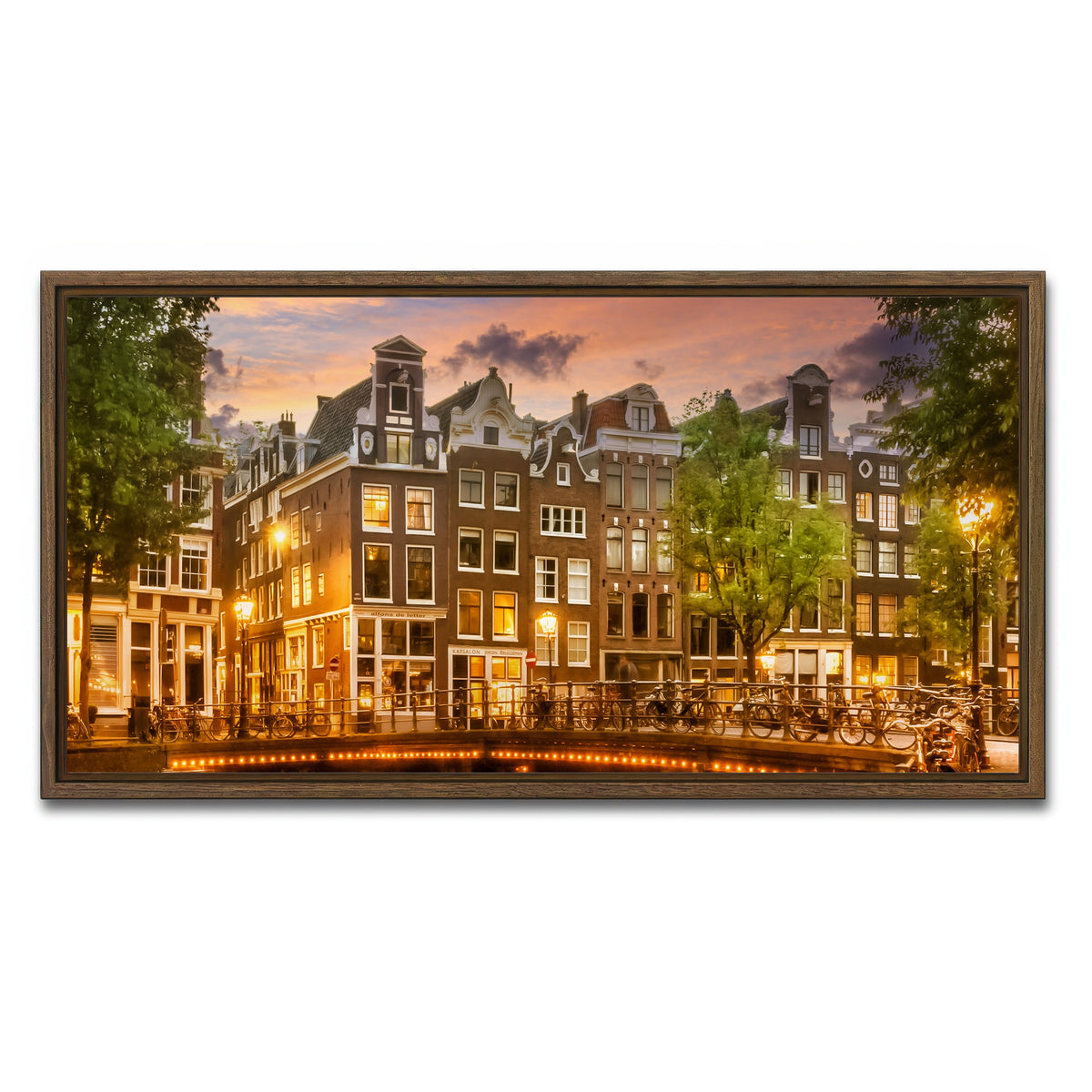 AUTO-MOCKUP WHITE | AMSTERDAM impression from Singel | 1 Piece | Walnut Framed Canvas | group=2x1