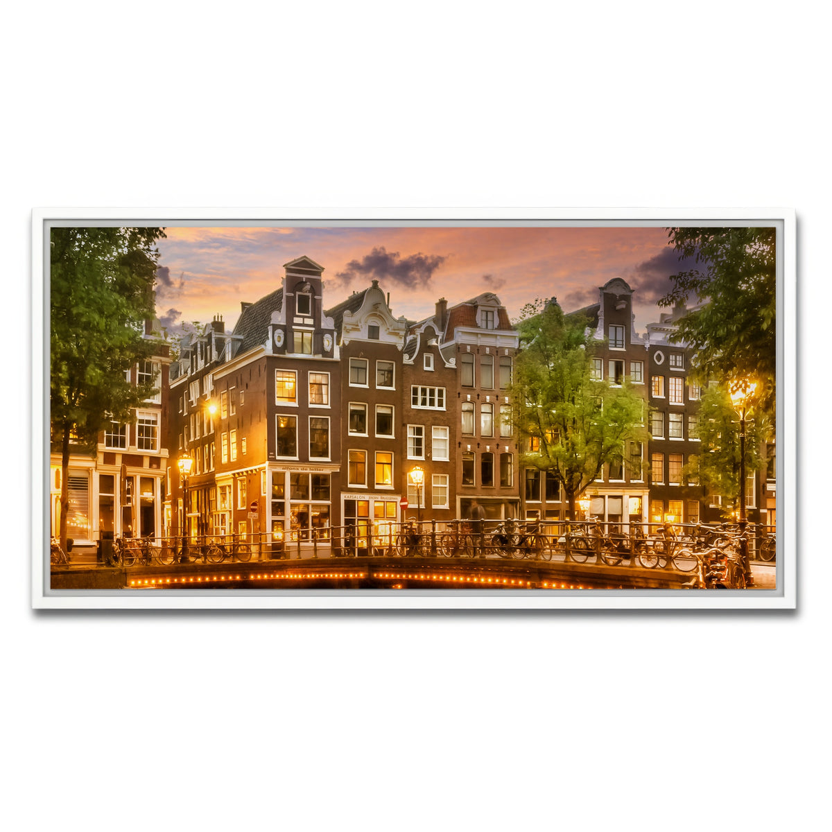 AUTO-MOCKUP WHITE | AMSTERDAM impression from Singel | 1 Piece | White Framed Canvas | group=2x1