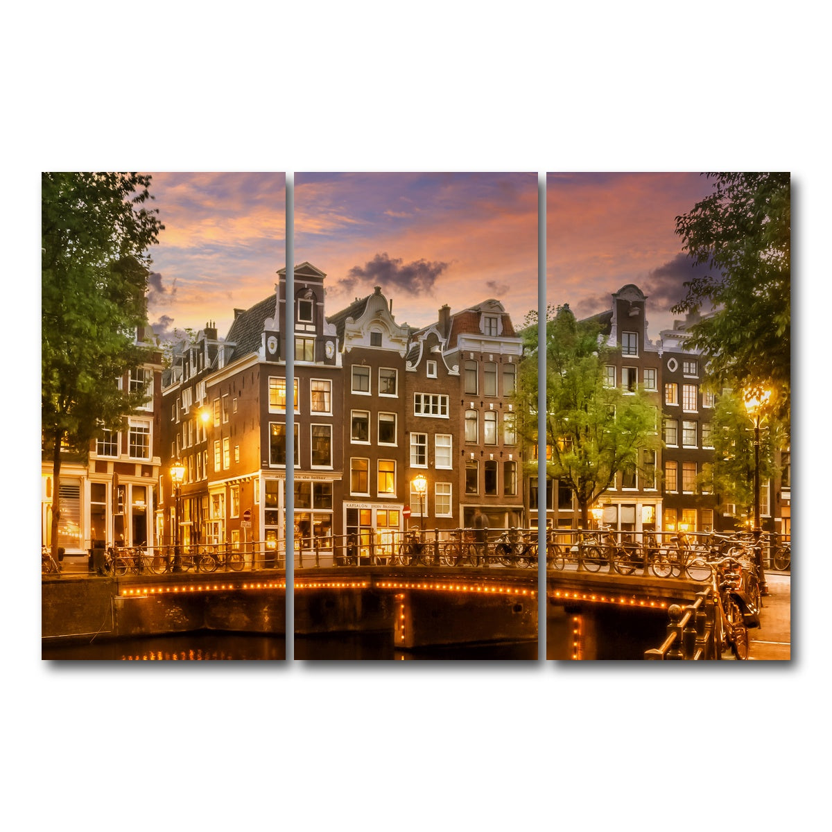 AUTO-MOCKUP WHITE | AMSTERDAM impression from Singel | 3 Piece | Gallery Wrap Canvas | group=12x24