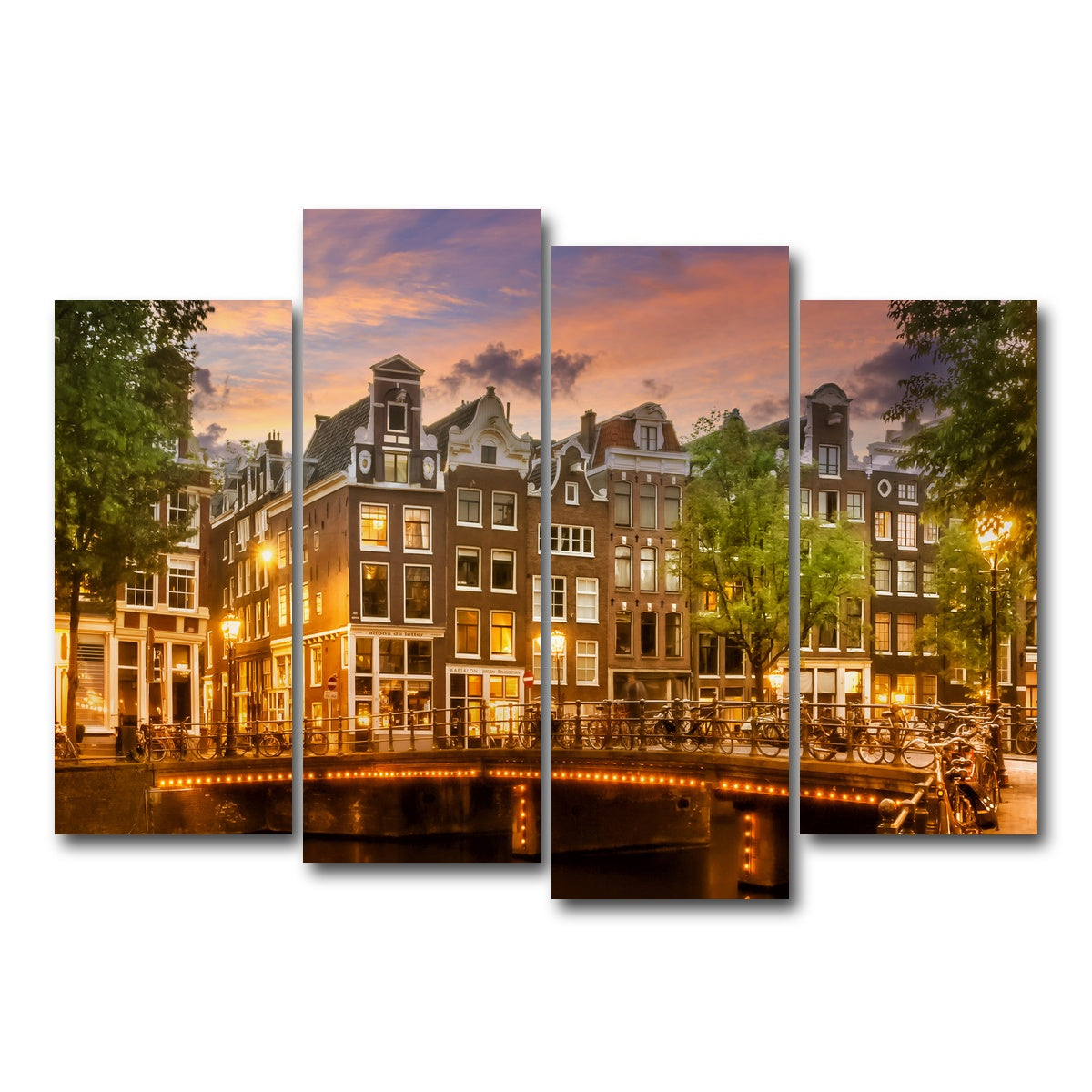 AUTO-MOCKUP WHITE | AMSTERDAM impression from Singel | 4 Piece | Gallery Wrap Canvas | group=4_normal