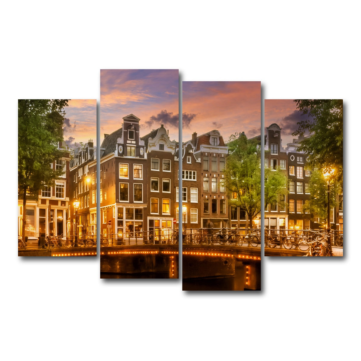 AUTO-MOCKUP WHITE | AMSTERDAM impression from Singel | 4 Piece | Gallery Wrap Canvas | group=4_short