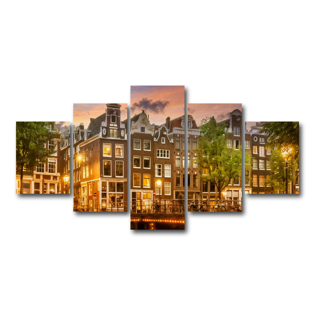 AUTO-MOCKUP WHITE | AMSTERDAM impression from Singel | 5 Piece | Gallery Wrap Canvas | group=5_short