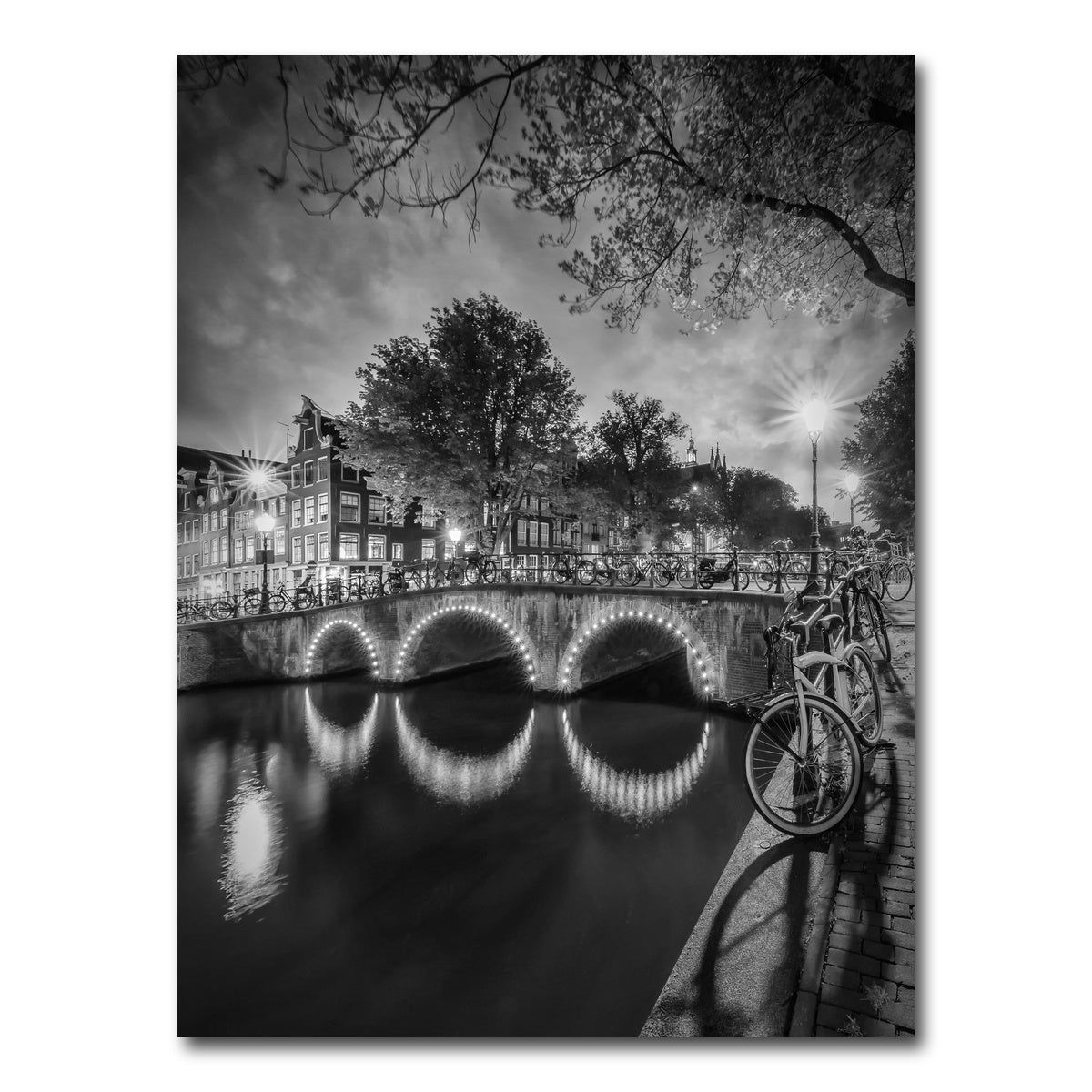 AUTO-MOCKUP WHITE | AMSTERDAM nightscape from Keizersgracht | 1 Piece | Gallery Wrap Canvas | group=3x4
