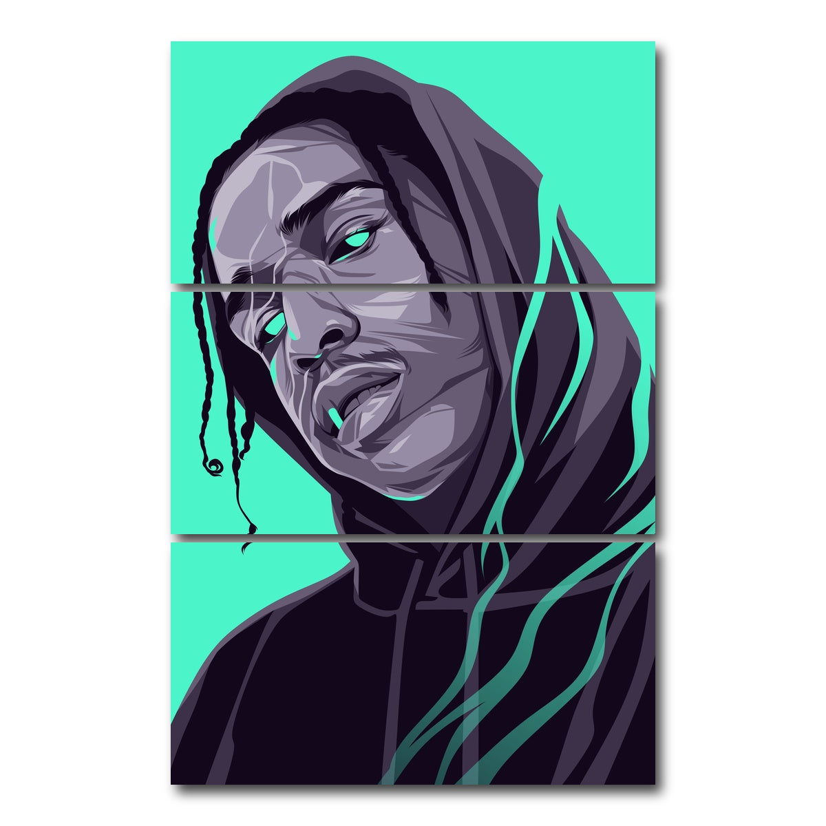 AUTO-MOCKUP WHITE | ASAP Rocky - Turquoise | 3 Piece | Gallery Wrap Canvas | group=12x24_stacked