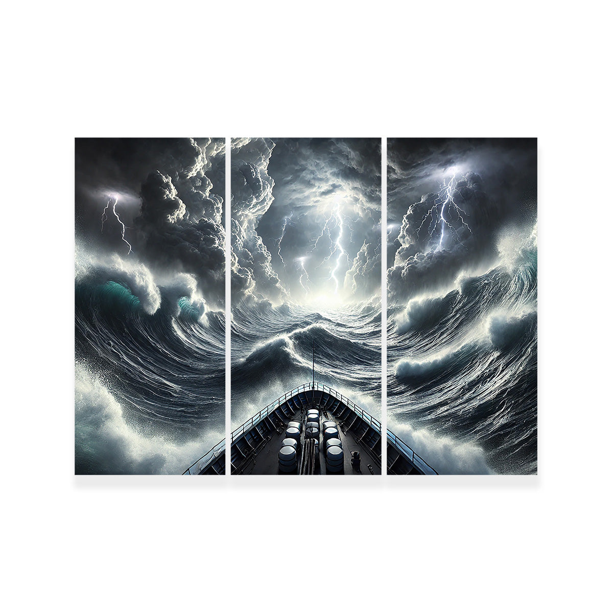 Ship Deck View of Fierce Storm Wall Art