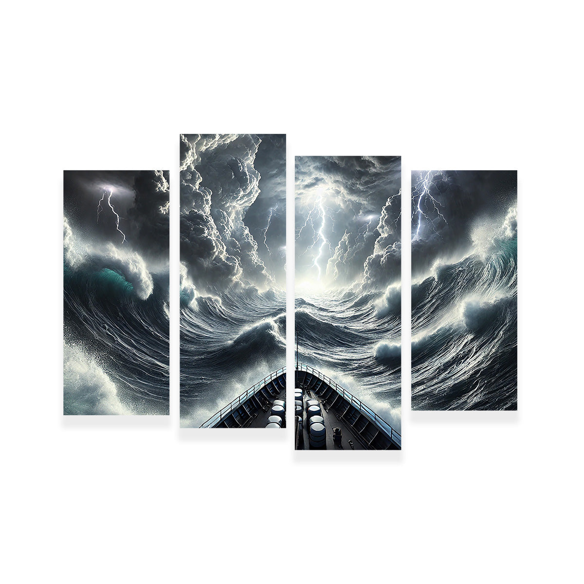 Ship Deck View of Fierce Storm Wall Art