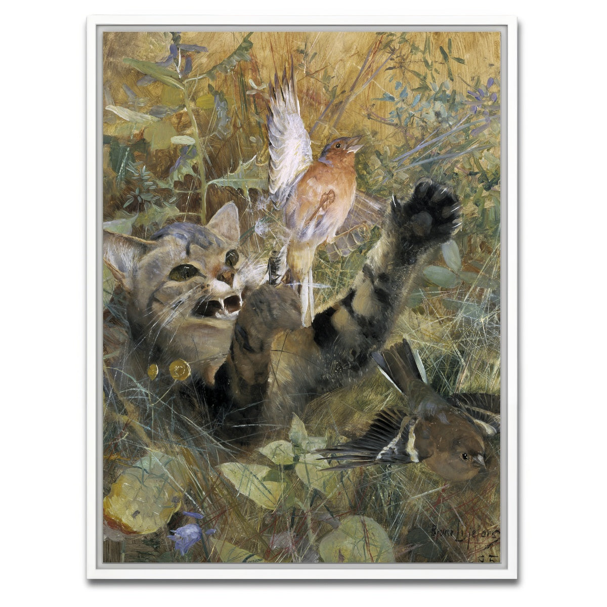 AUTO-MOCKUP WHITE | A Cat and a Chaffinch | 1 Piece | White Framed Canvas | group=3x4