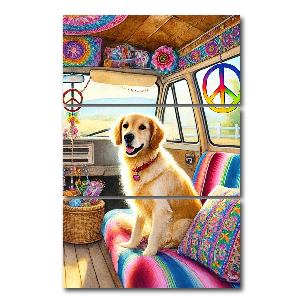 AUTO-MOCKUP WHITE | A Hippie Dog | 3 Piece | Gallery Wrap Canvas | group=12x24_stacked