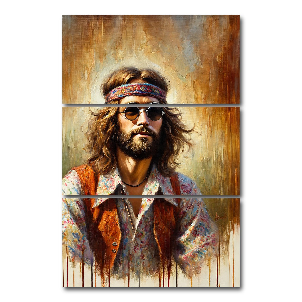 AUTO-MOCKUP WHITE | A Hippie Man | 3 Piece | Gallery Wrap Canvas | group=12x24_stacked