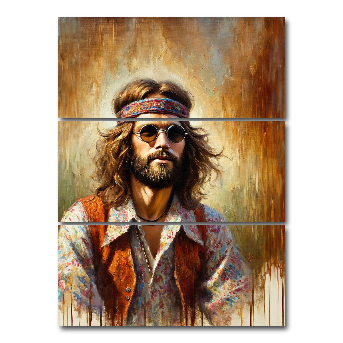 AUTO-MOCKUP WHITE | A Hippie Man | 3 Piece | Gallery Wrap Canvas | group=8x18_stacked