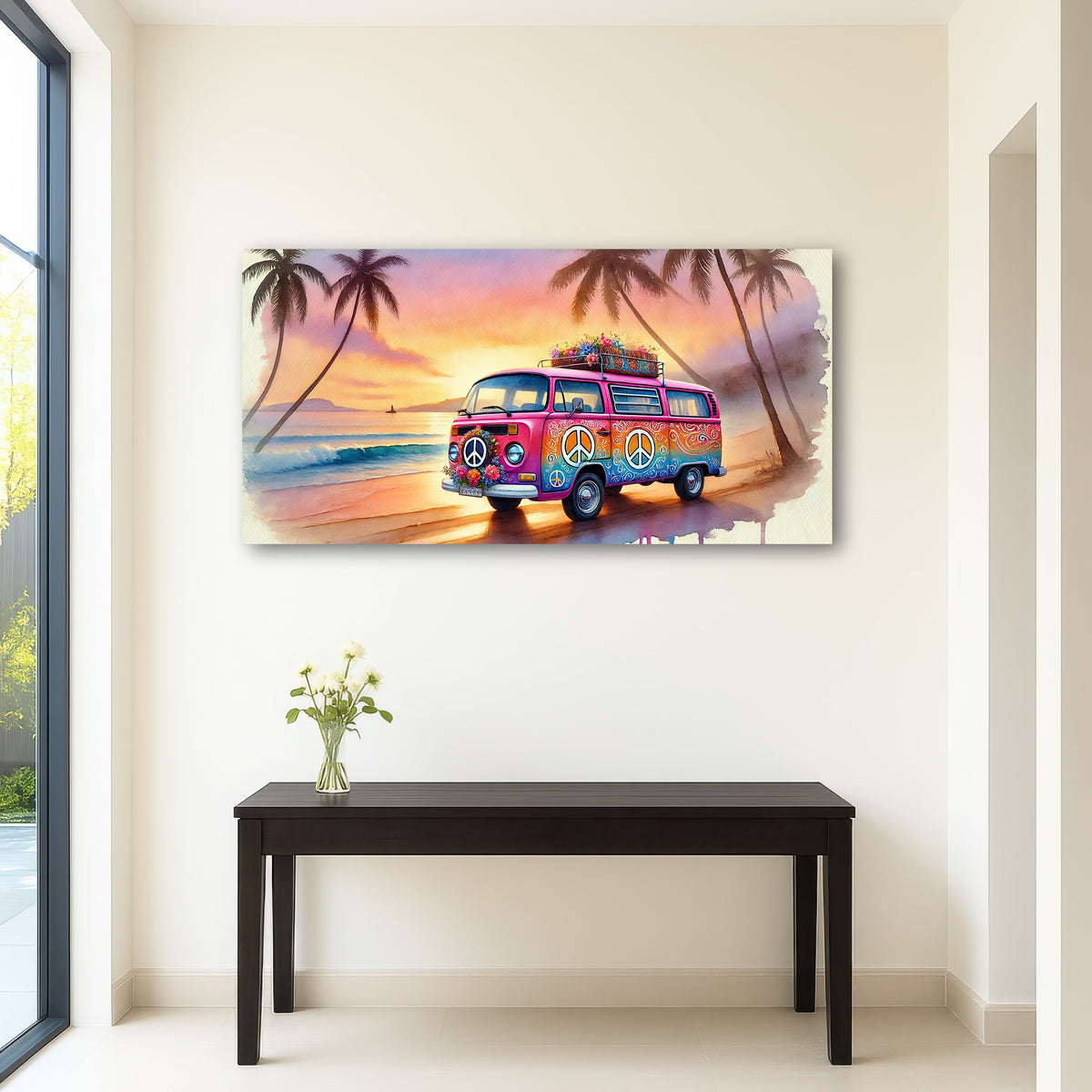 AUTO-MOCKUP ROOM | A Hippie Van on a Beach