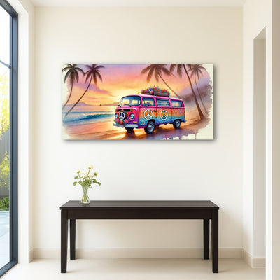 AUTO-MOCKUP ROOM | A Hippie Van on a Beach