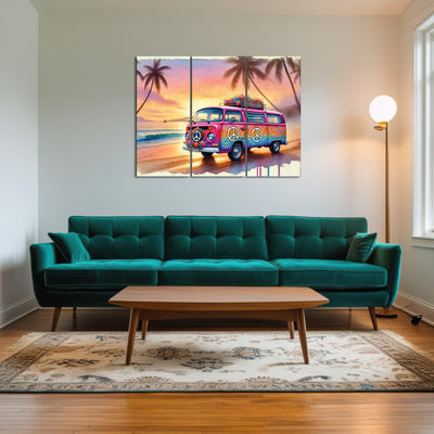 AUTO-MOCKUP ROOM | A Hippie Van on a Beach