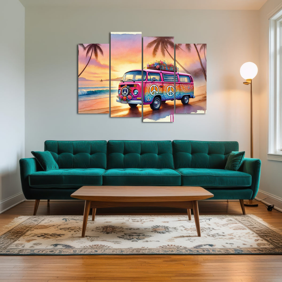 AUTO-MOCKUP ROOM | A Hippie Van on a Beach