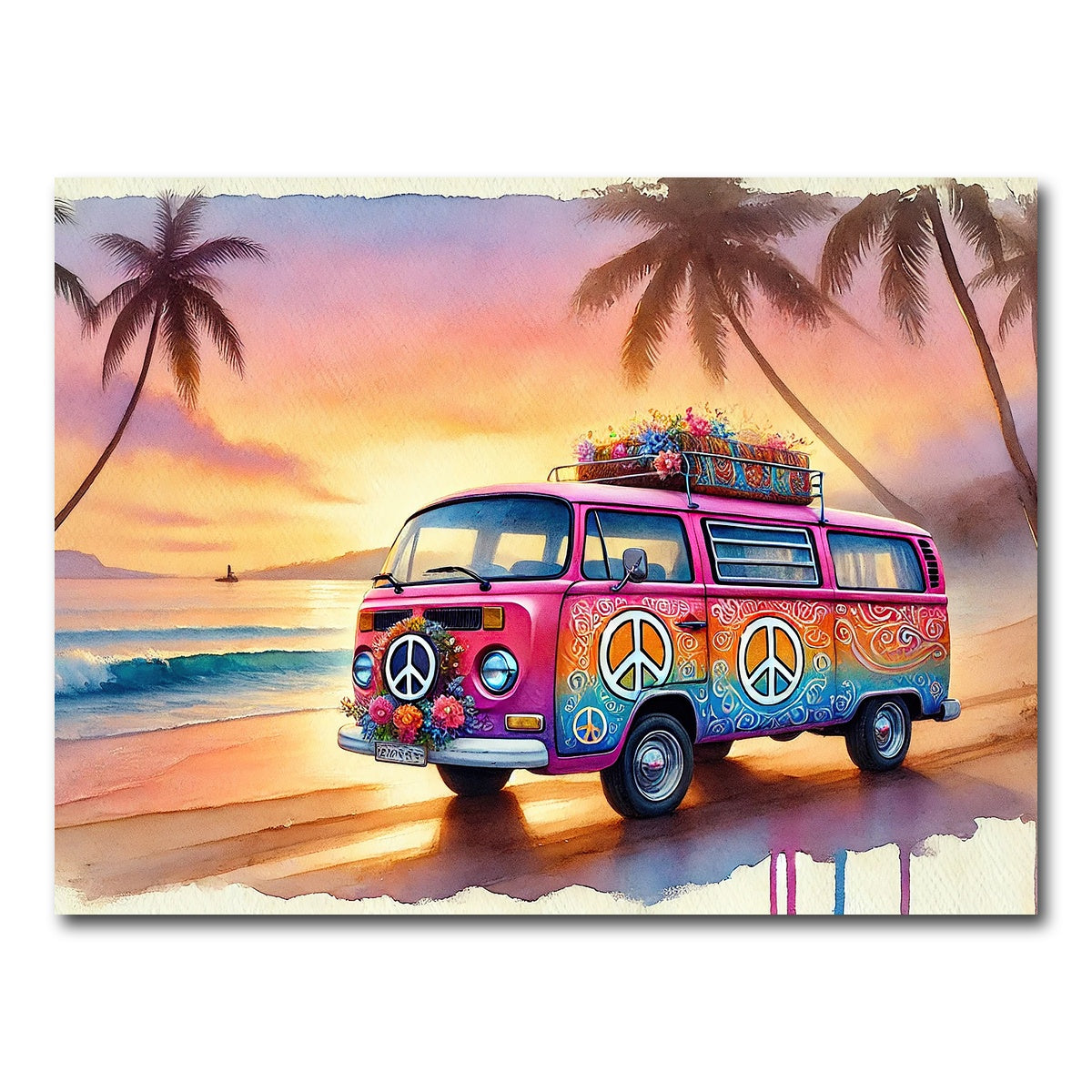 AUTO-MOCKUP WHITE | A Hippie Van on a Beach | 1 Piece | Gallery Wrap Canvas | group=4x3