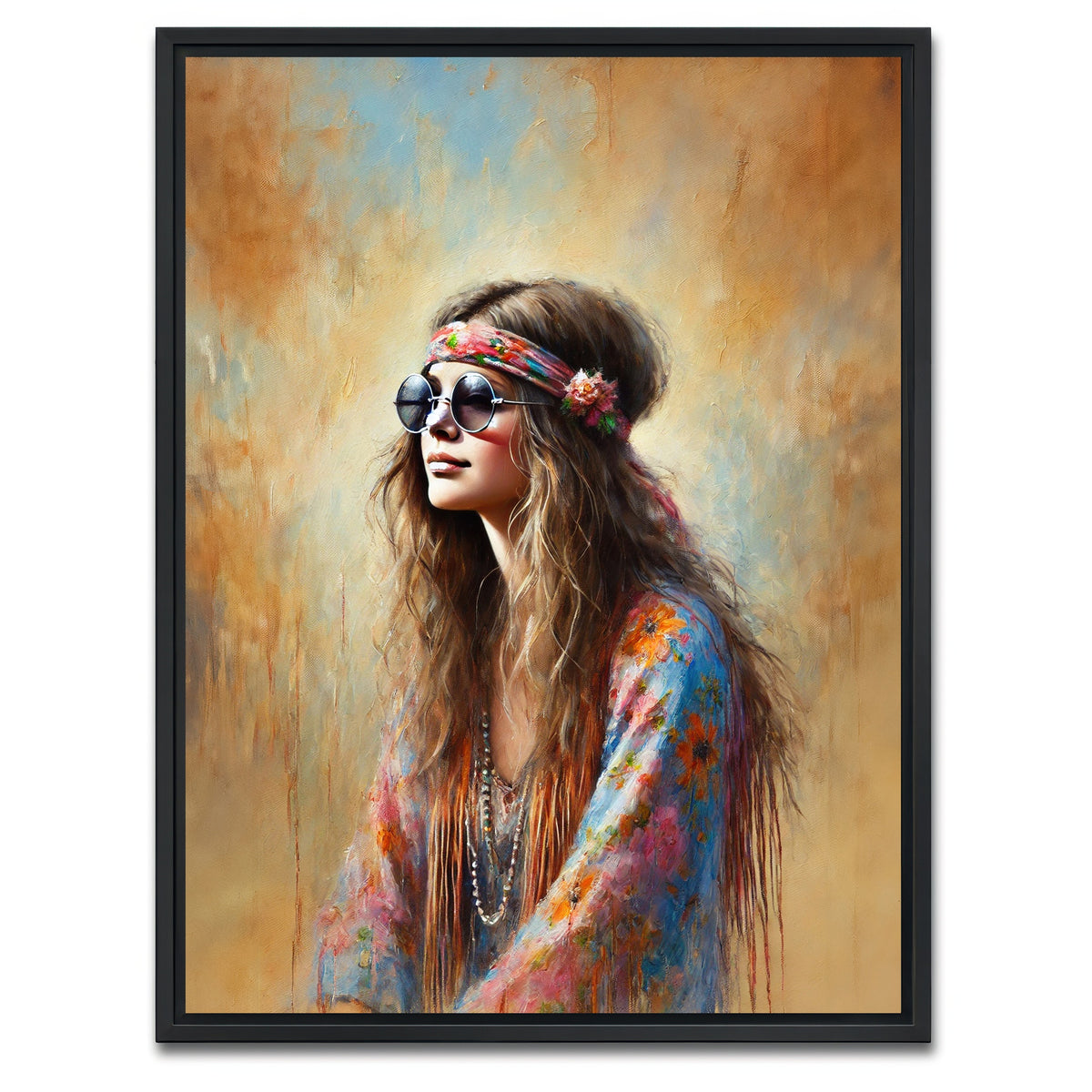 AUTO-MOCKUP WHITE | A Hippie Woman | 1 Piece | Black Framed Canvas | group=3x4