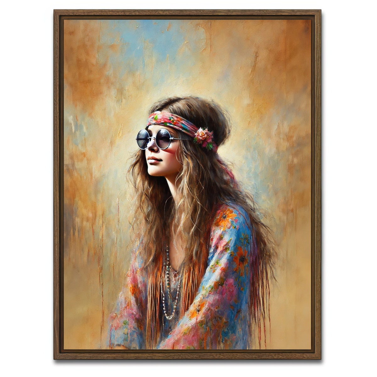 AUTO-MOCKUP WHITE | A Hippie Woman | 1 Piece | Walnut Framed Canvas | group=3x4