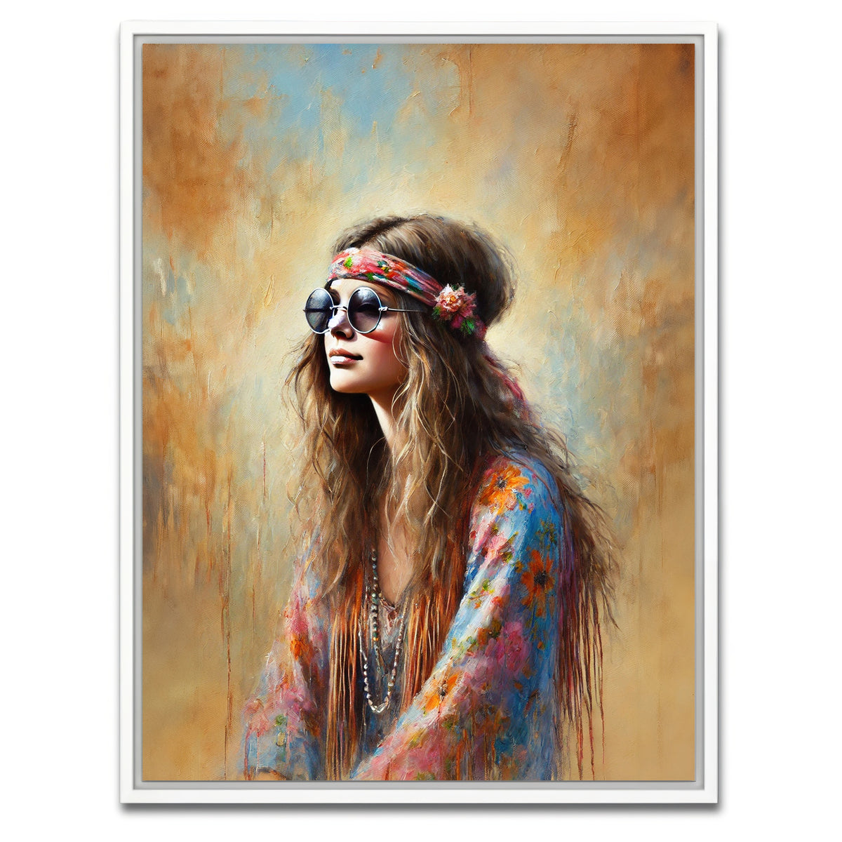AUTO-MOCKUP WHITE | A Hippie Woman | 1 Piece | White Framed Canvas | group=3x4