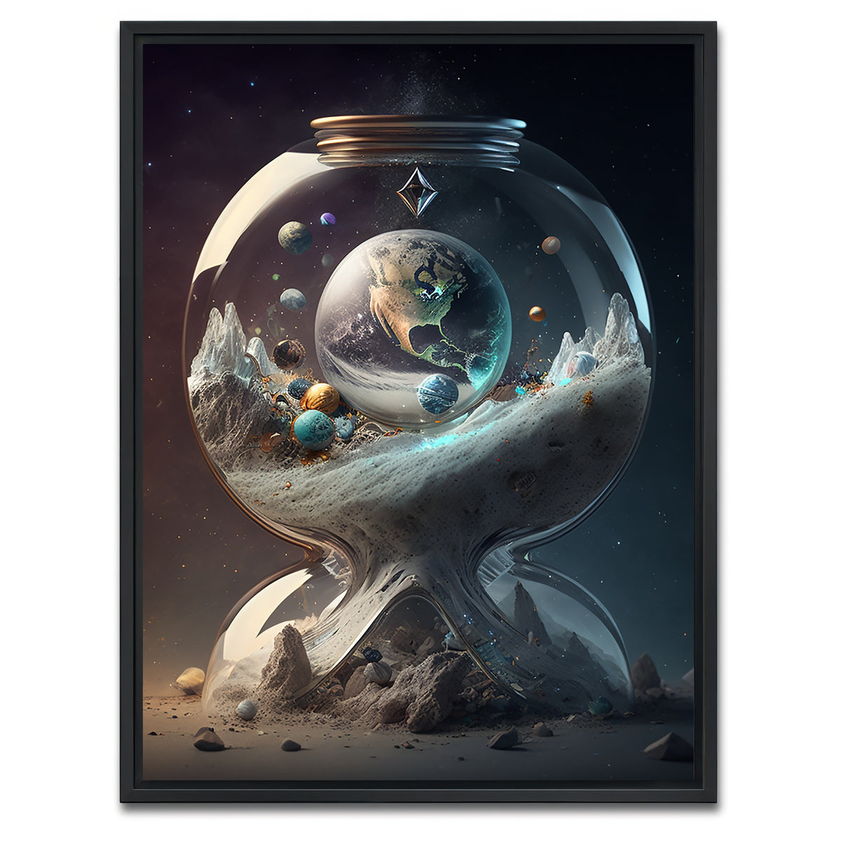 AUTO-MOCKUP WHITE | A Moment in Time with our Planet | 1 Piece | Black Framed Canvas | group=3x4