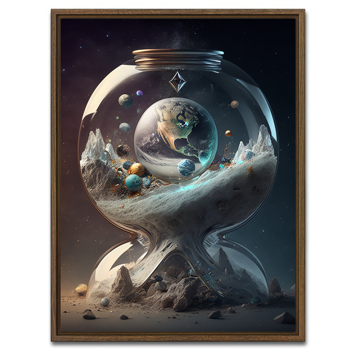 AUTO-MOCKUP WHITE | A Moment in Time with our Planet | 1 Piece | Walnut Framed Canvas | group=3x4