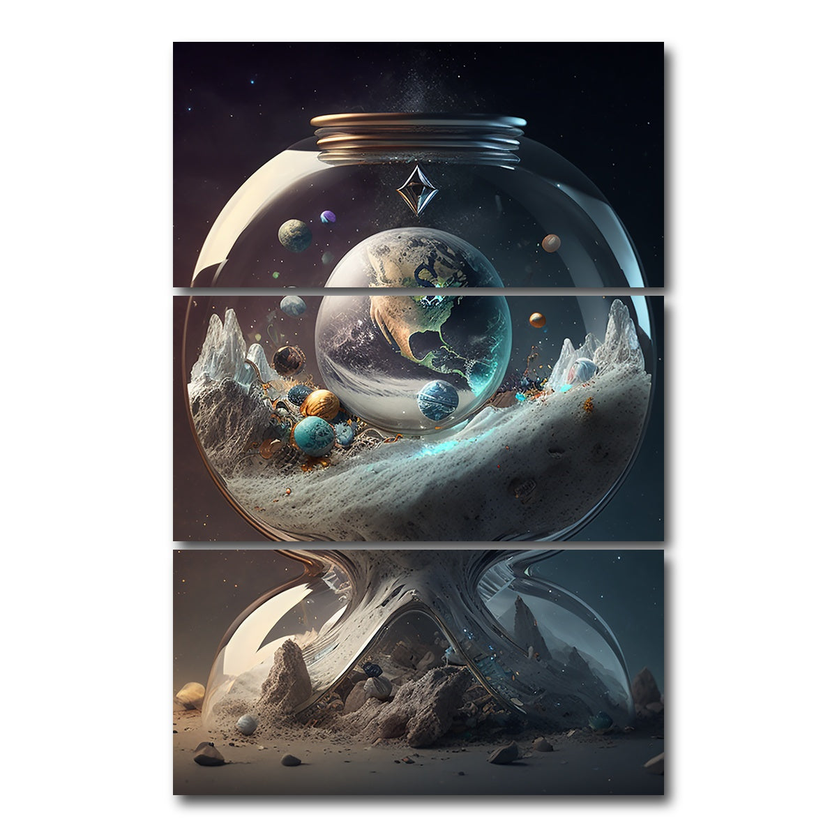 AUTO-MOCKUP WHITE | A Moment in Time with our Planet | 3 Piece | Gallery Wrap Canvas | group=12x24_stacked