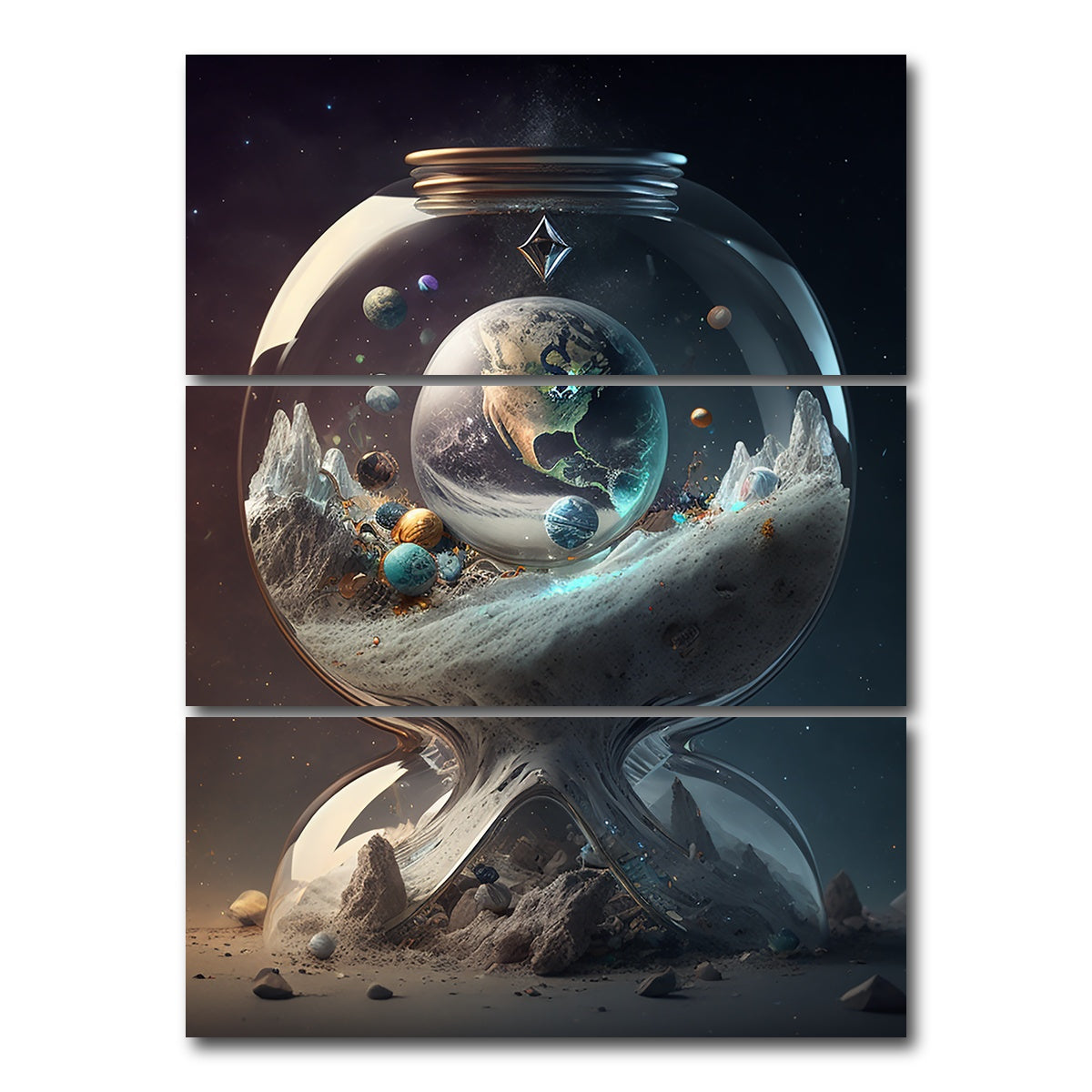 AUTO-MOCKUP WHITE | A Moment in Time with our Planet | 3 Piece | Gallery Wrap Canvas | group=8x18_stacked