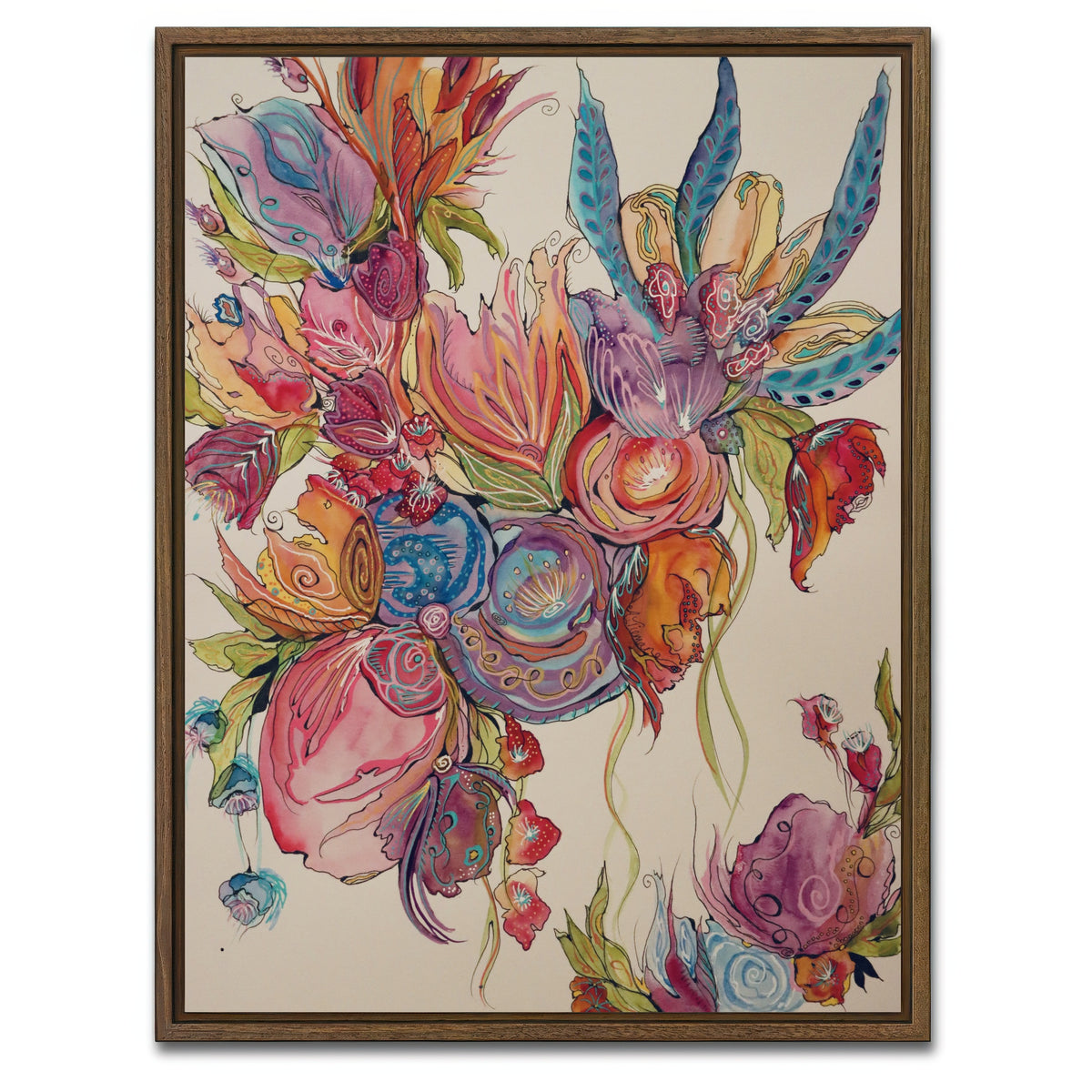 AUTO-MOCKUP WHITE | A New Day Floral | 1 Piece | Walnut Framed Canvas | group=3x4