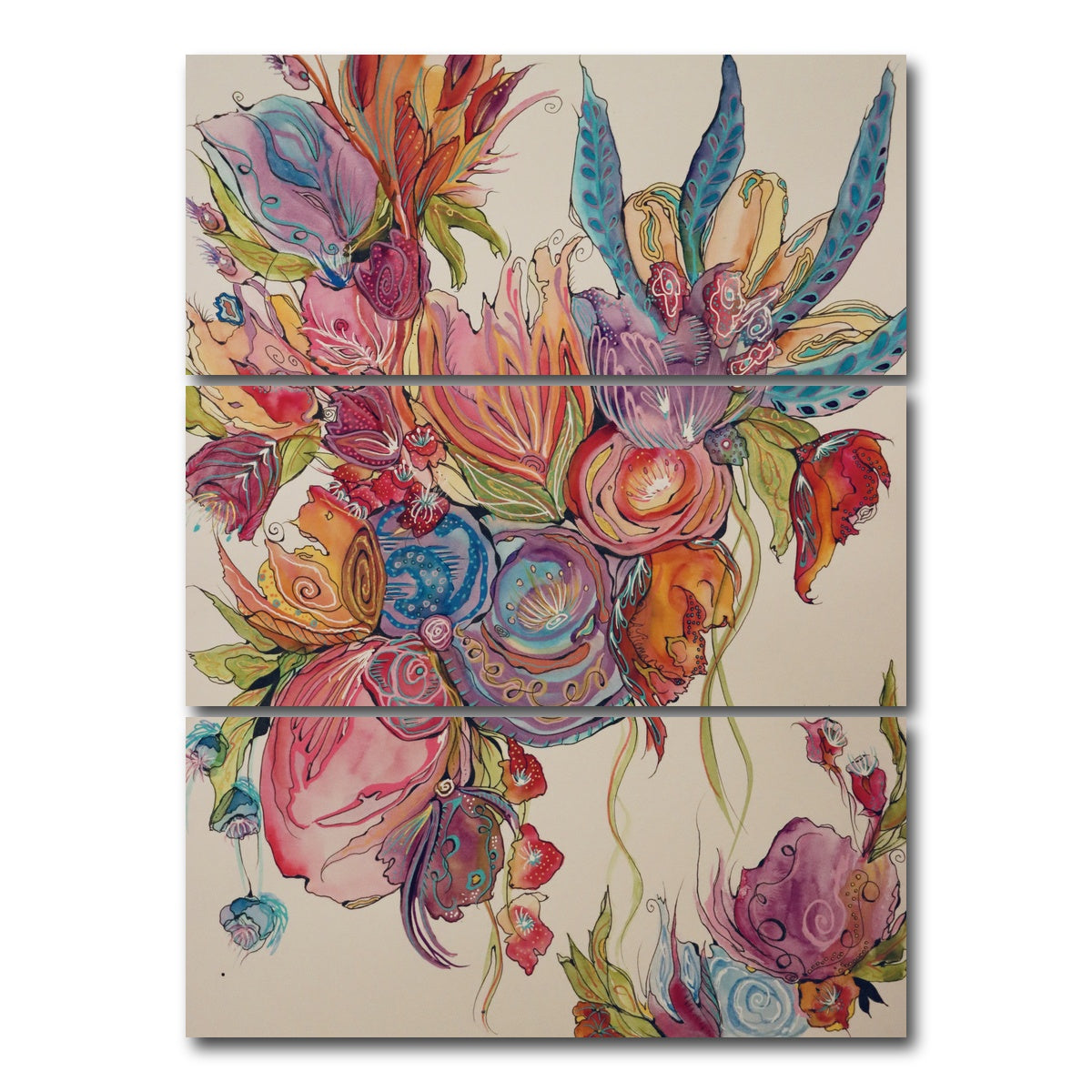 AUTO-MOCKUP WHITE | A New Day Floral | 3 Piece | Gallery Wrap Canvas | group=8x18_stacked