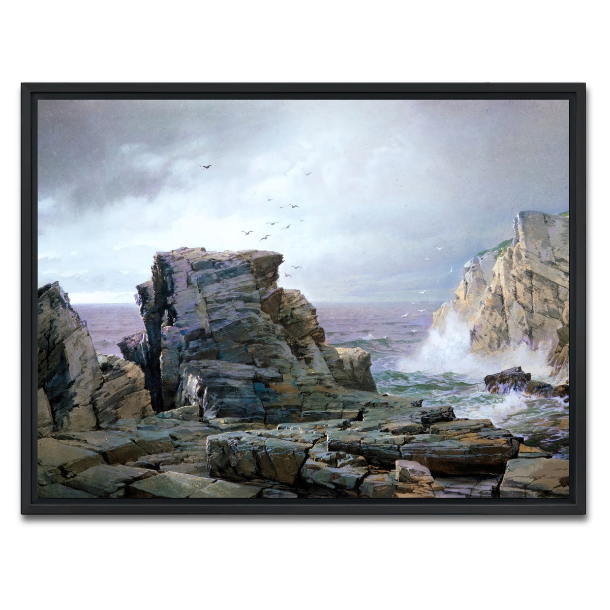AUTO-MOCKUP WHITE | A Rocky Coast | 1 Piece | Black Framed Canvas | group=4x3