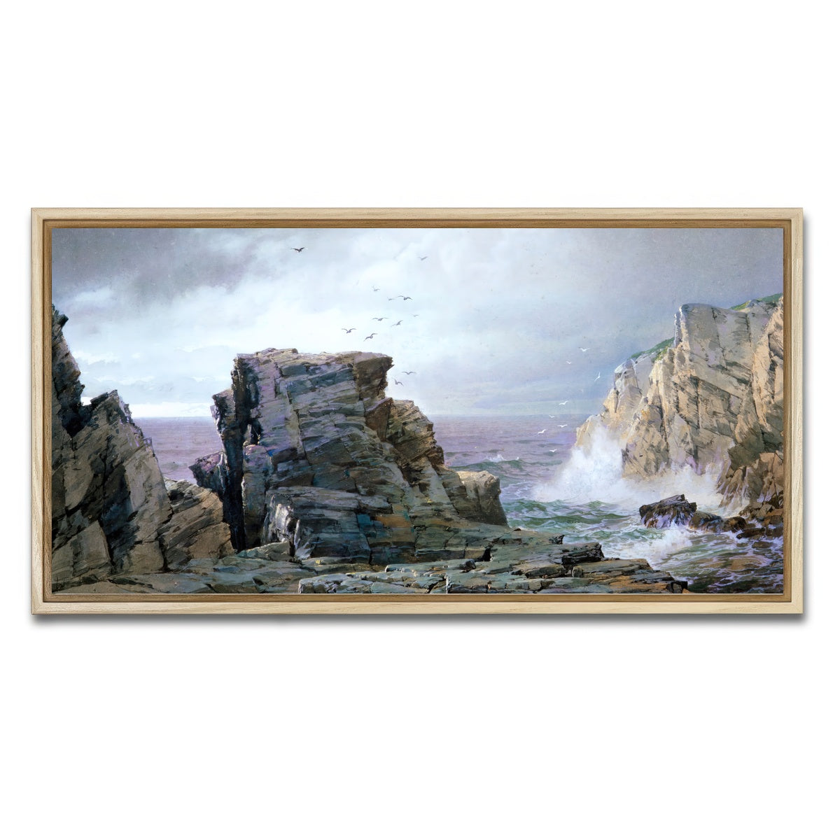 AUTO-MOCKUP WHITE | A Rocky Coast | 1 Piece | Natural Framed Canvas | group=2x1