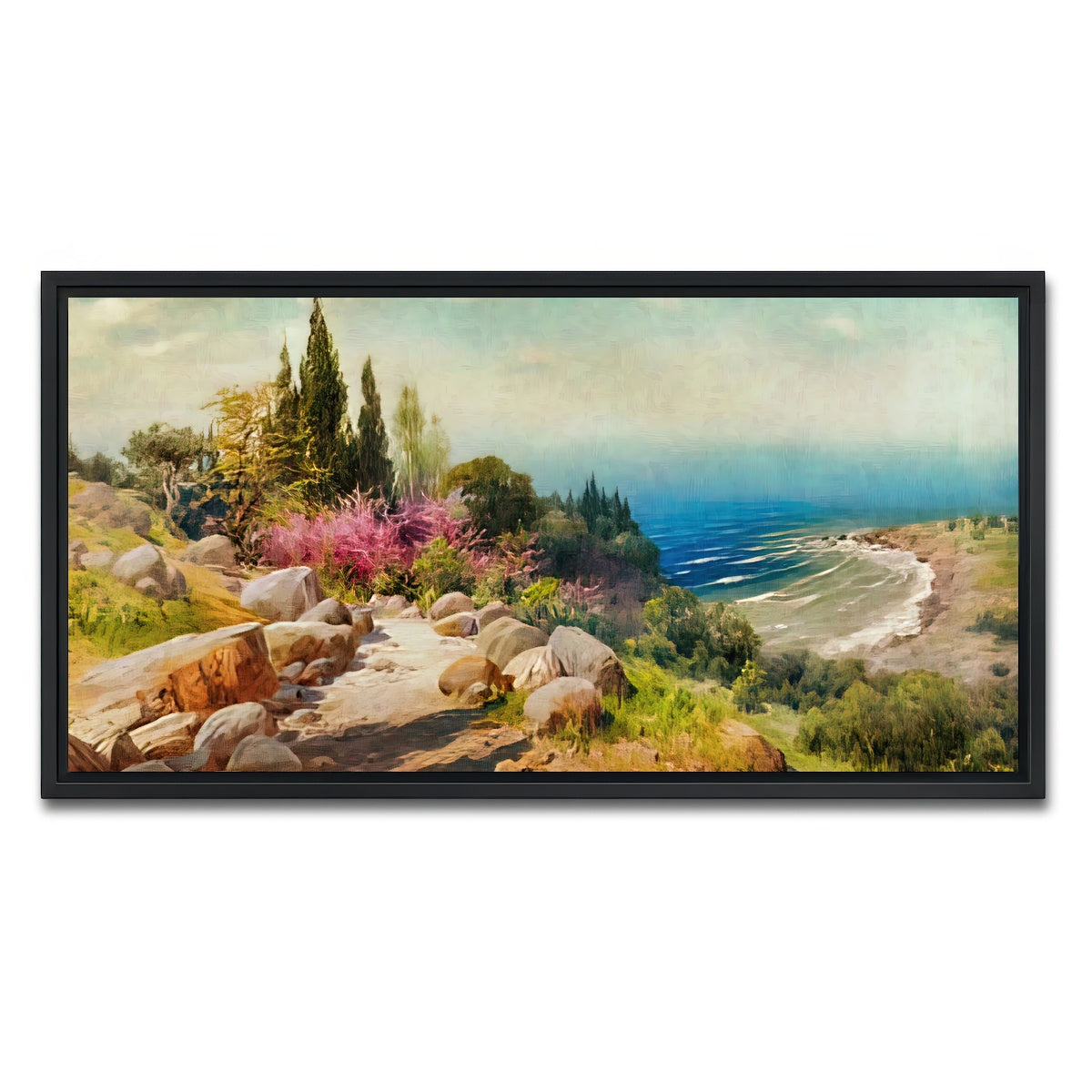 AUTO-MOCKUP WHITE | A Walk to the Seashore | 1 Piece | Black Framed Canvas | group=2x1