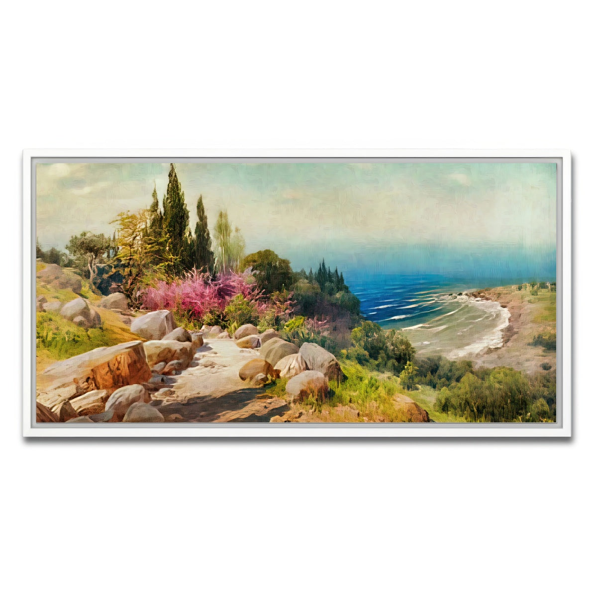 AUTO-MOCKUP WHITE | A Walk to the Seashore | 1 Piece | White Framed Canvas | group=2x1