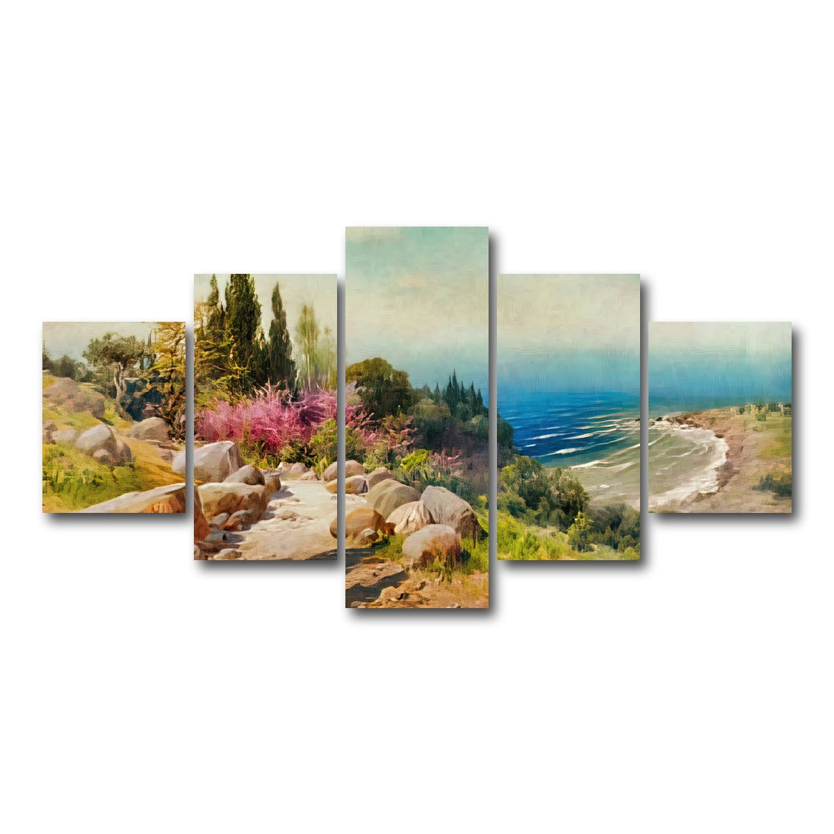 AUTO-MOCKUP WHITE | A Walk to the Seashore | 5 Piece | Gallery Wrap Canvas | group=5_short
