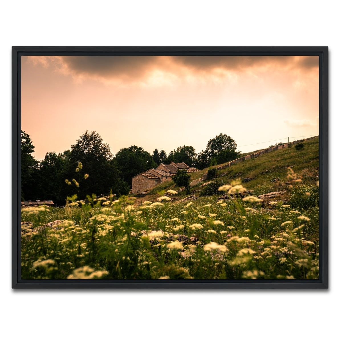 AUTO-MOCKUP WHITE | A village on the mountains | 1 Piece | Black Framed Canvas | group=4x3