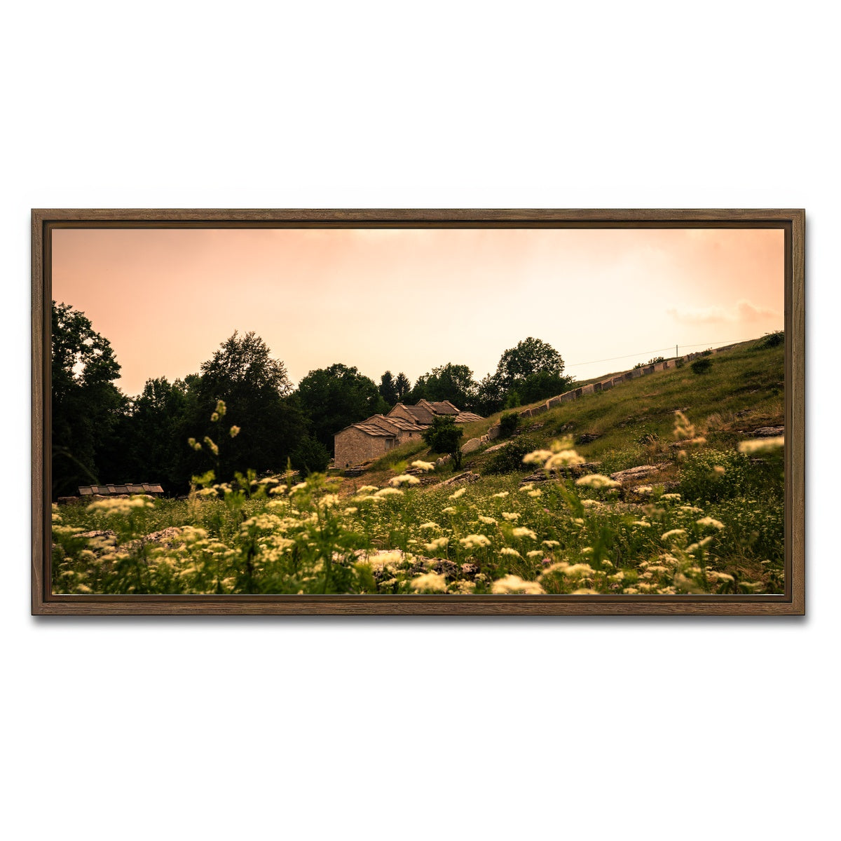 AUTO-MOCKUP WHITE | A village on the mountains | 1 Piece | Walnut Framed Canvas | group=2x1